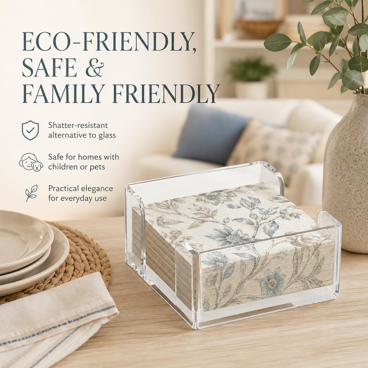 Acrylic Napkin Holder / Clear / Vertical