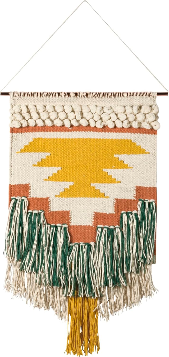 Gypsy Hand Woven Wall Hanging / 25"L x 14"W / Yellow / 14 x 25