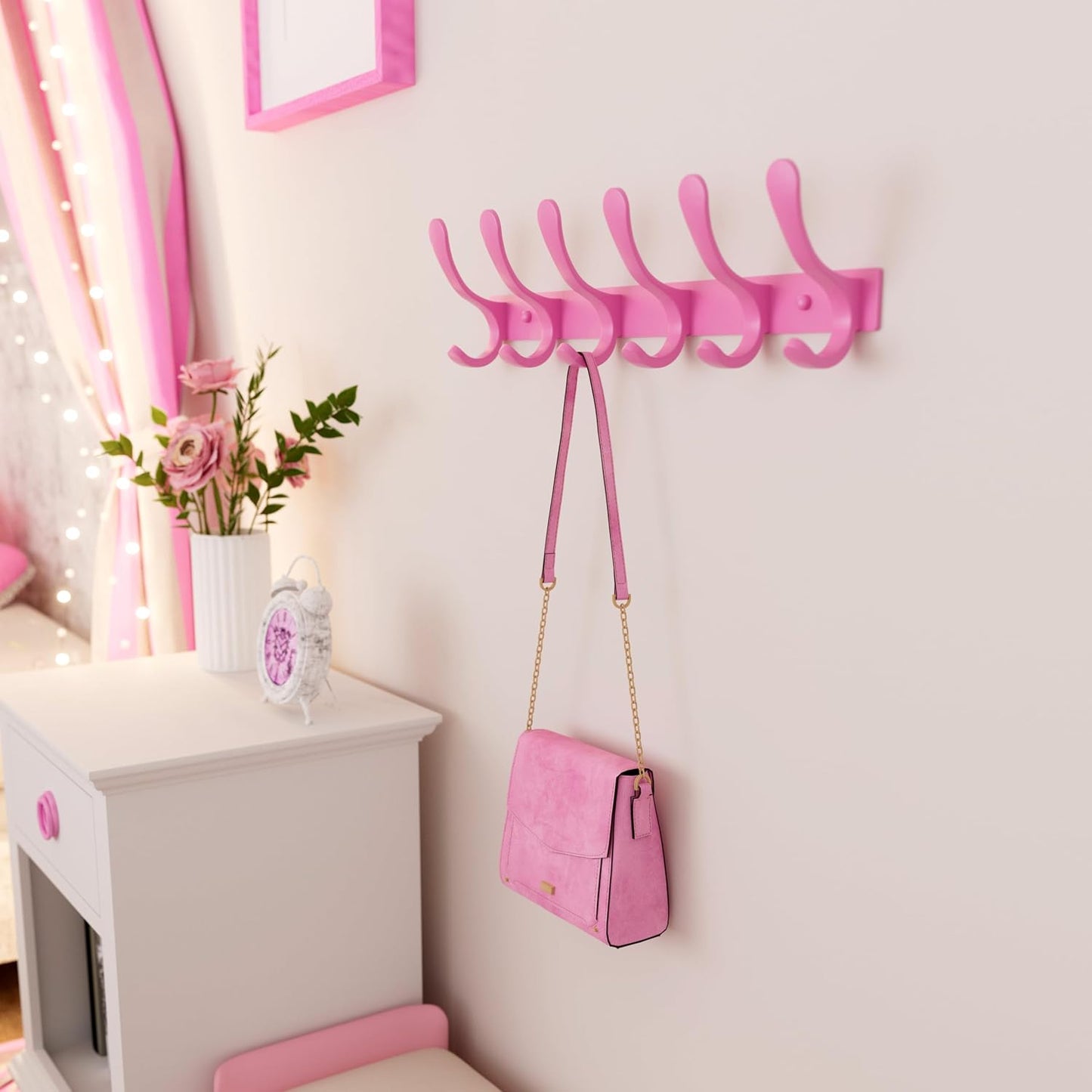 SKOLOO Wall Mounted Coat Rack - 6 Hooks, Pack of 2, Heavy Duty, Stainless Steel, Metal Wall Hanger, Sturdy Coat Hooks