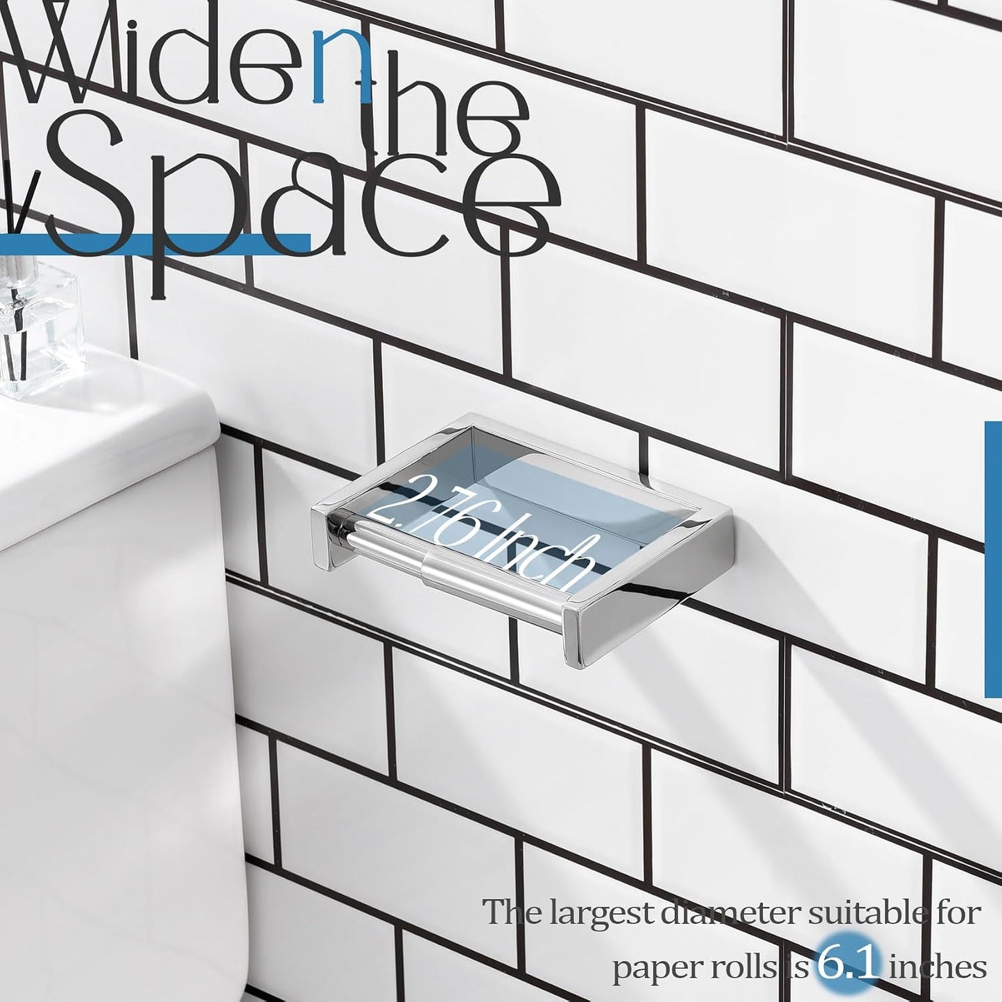 KOKOSIRI Toilet Paper Holder Spring Loaded Bathroom Toilet Roll Holder Wall Mount Stainless Steel Polished Chrome