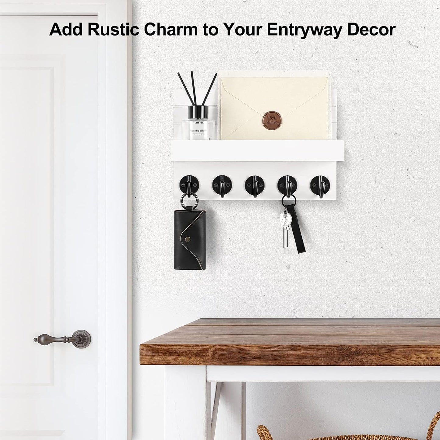 Key Holder / Decorative Key and Mail Holder / White