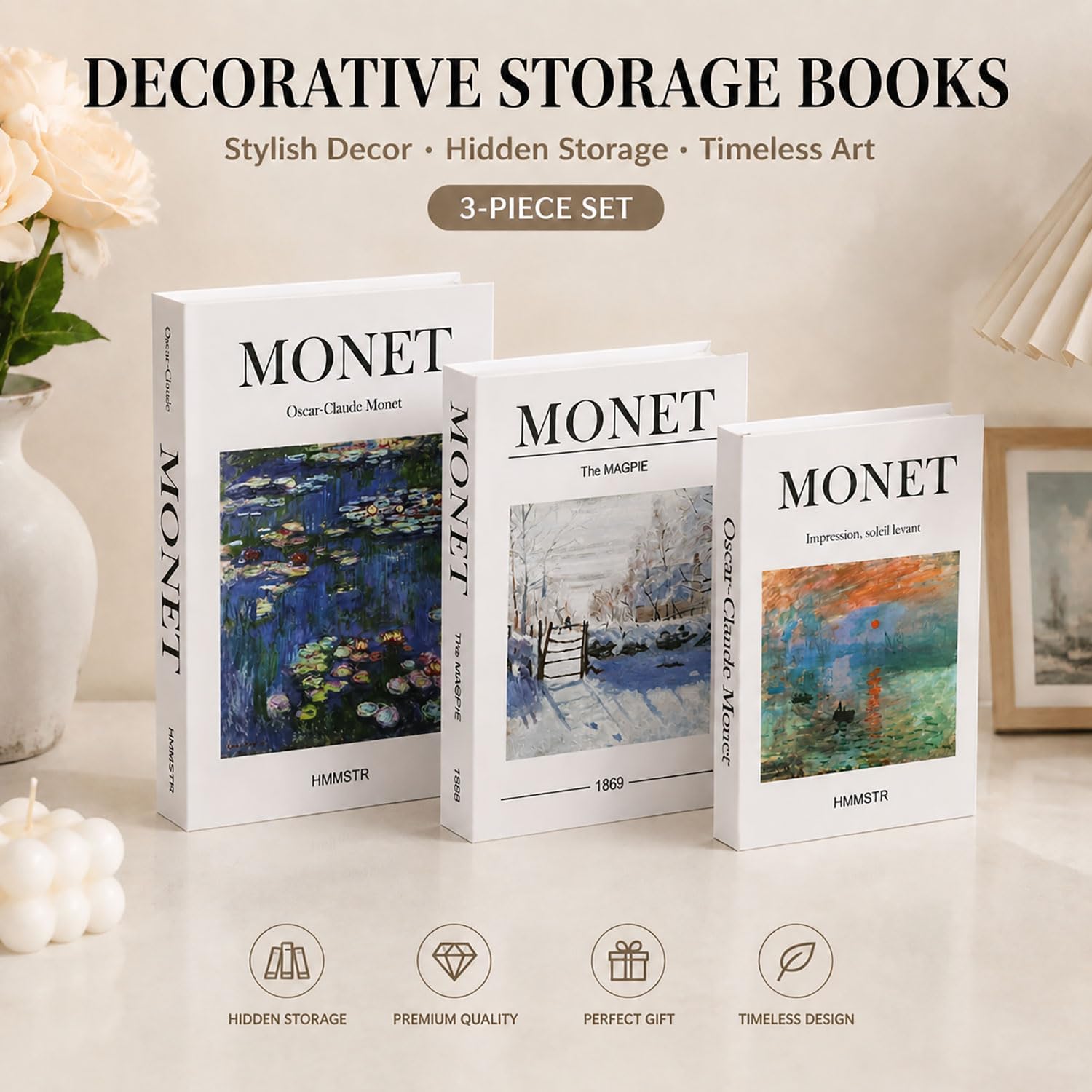 Artistic Faux Book Storage Box / MN-001 / Set of 3