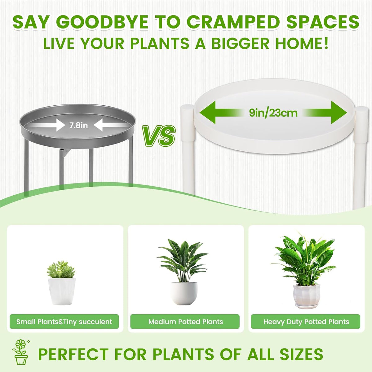 Plant Stand indoor outdoor-3 Tier black Tall Metal Flower Pot Holder 9in Wide Potted Display Rack - Heavy Duty Corner