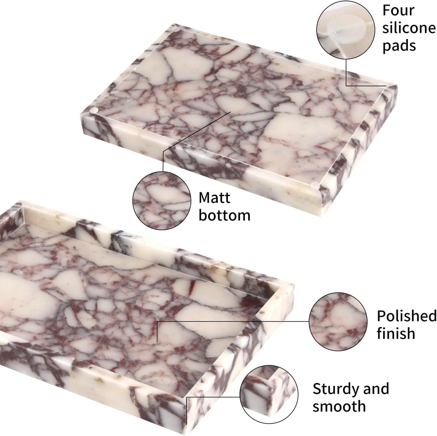 Marble Bathroom Vanity Tray / Calacatta Viola / 12 x 8 x 1.2 / Natural