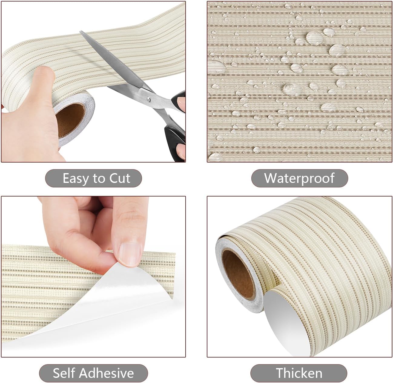 Grasscloth Wallpaper Border Peel and Stick Removable Wall Border Trim Self / 3 x 590 / Beige