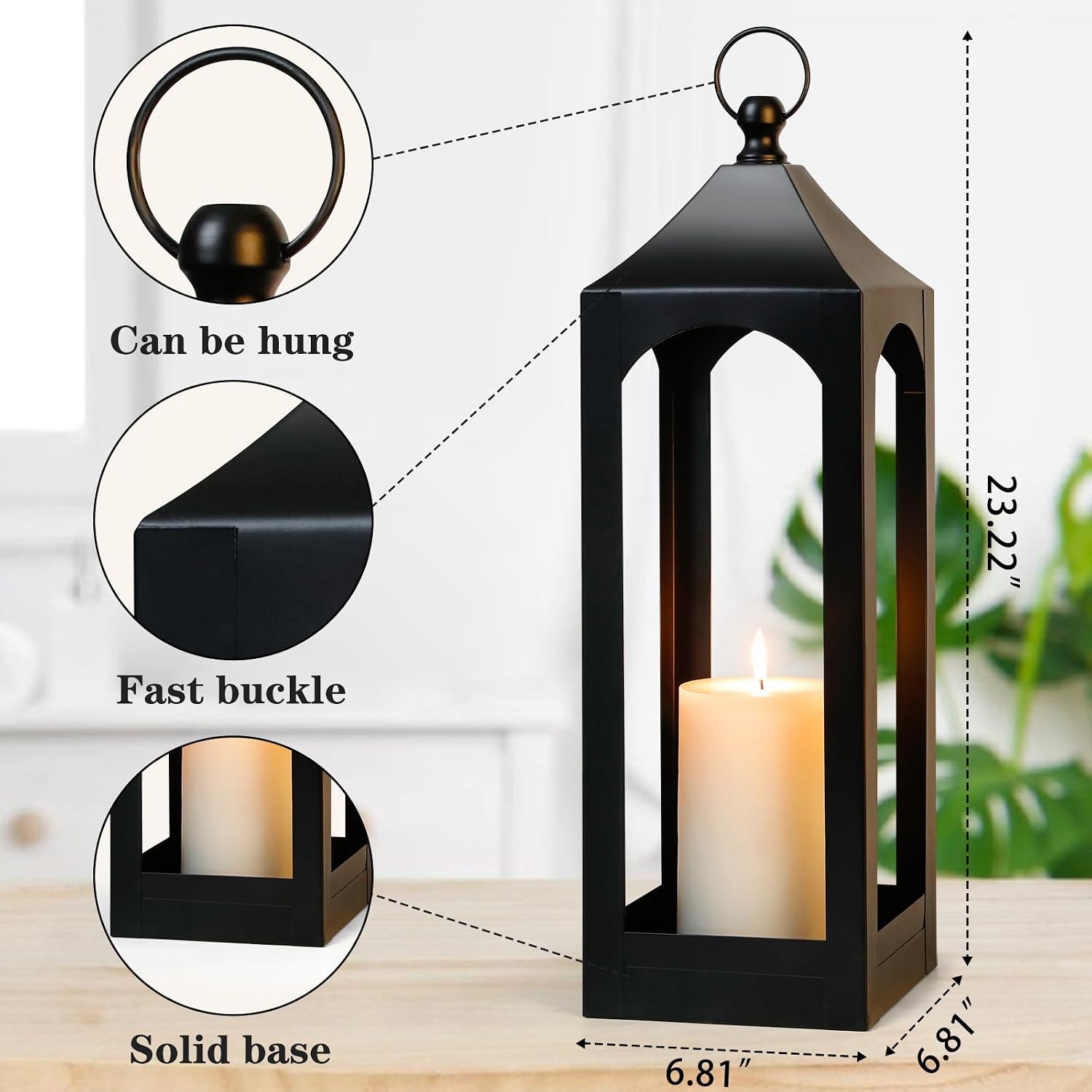 Modern Farmhouse Lantern Decor Metal Decorative Hanging Candle Lanterns | Ideal for Home Decor, Parties & Events, 21.2"