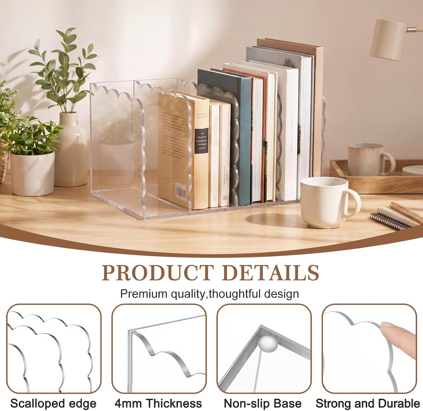 Scalloped Magazine File Holder / Acrylic / 11.26 x 7.28 x 6.5 / Standard Style / Clear