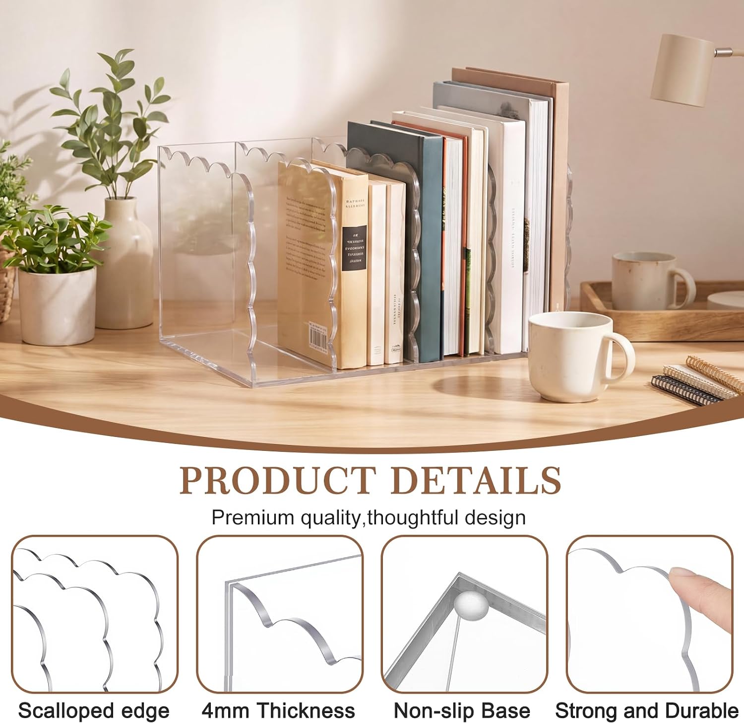 Scalloped Magazine File Holder / Acrylic / 11.26 x 7.28 x 6.5 / Standard Style / Clear