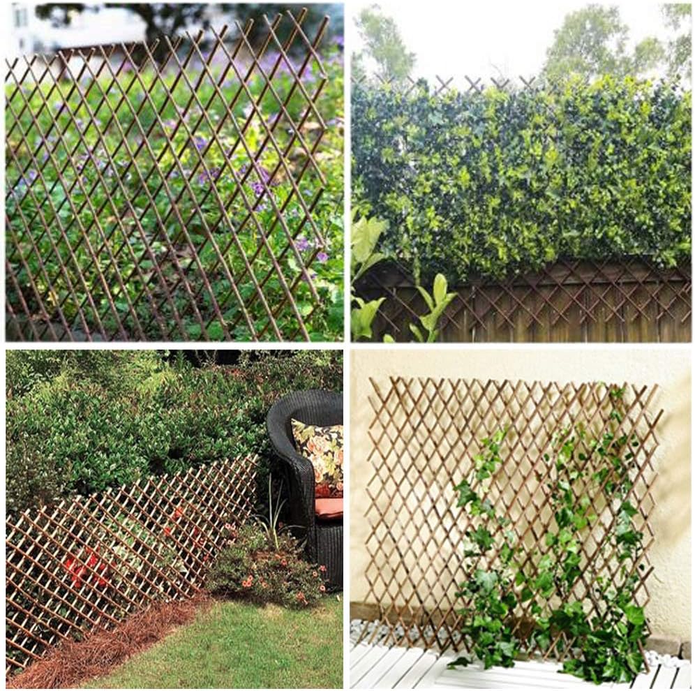 Natural Lattice Willow Trellis Fence for Climbing Plants,Expandable Garden Fence Wall Panel, Outdoor Decorative Wood