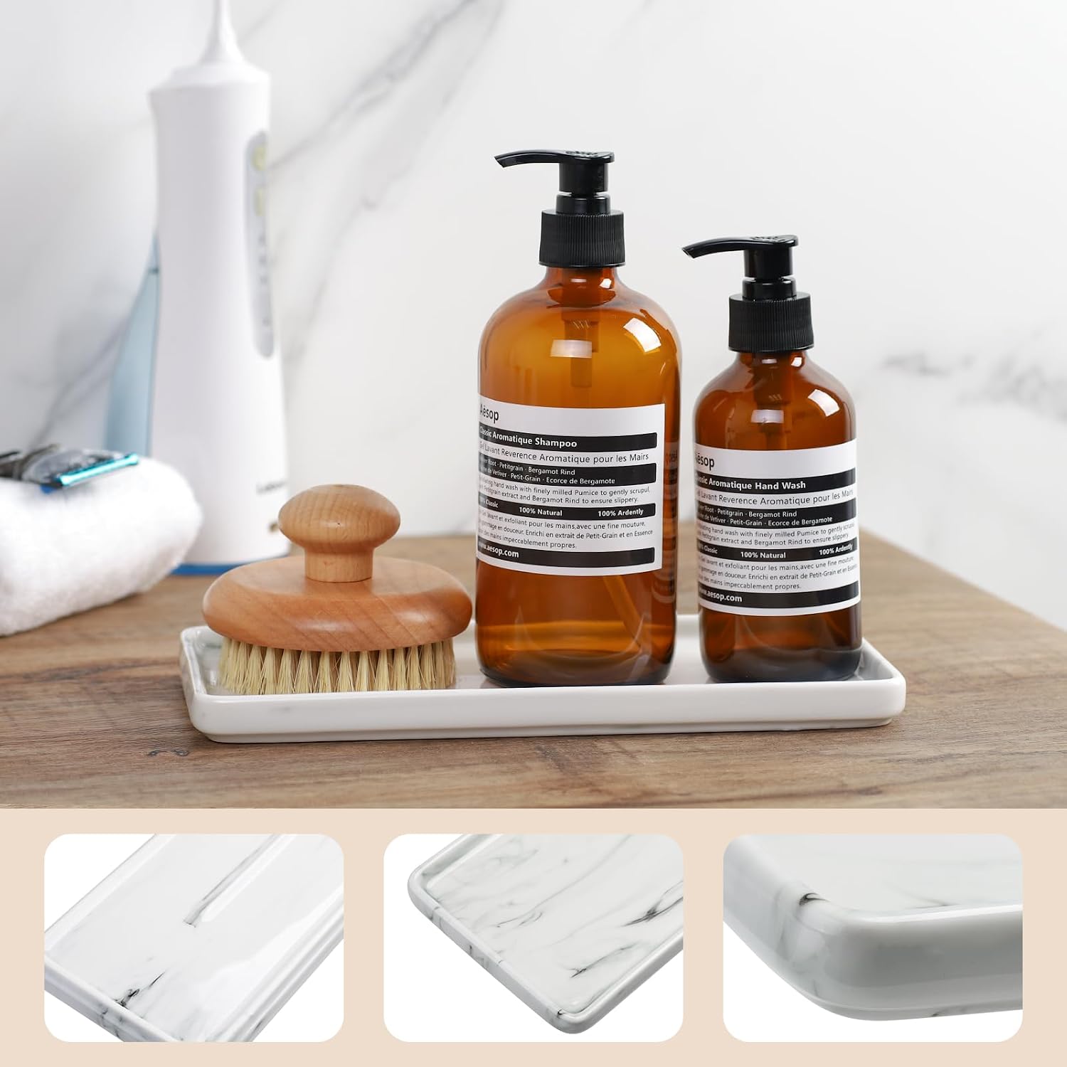 Ceramic Vanity Trays / Marble Set/1 / L - 9.8