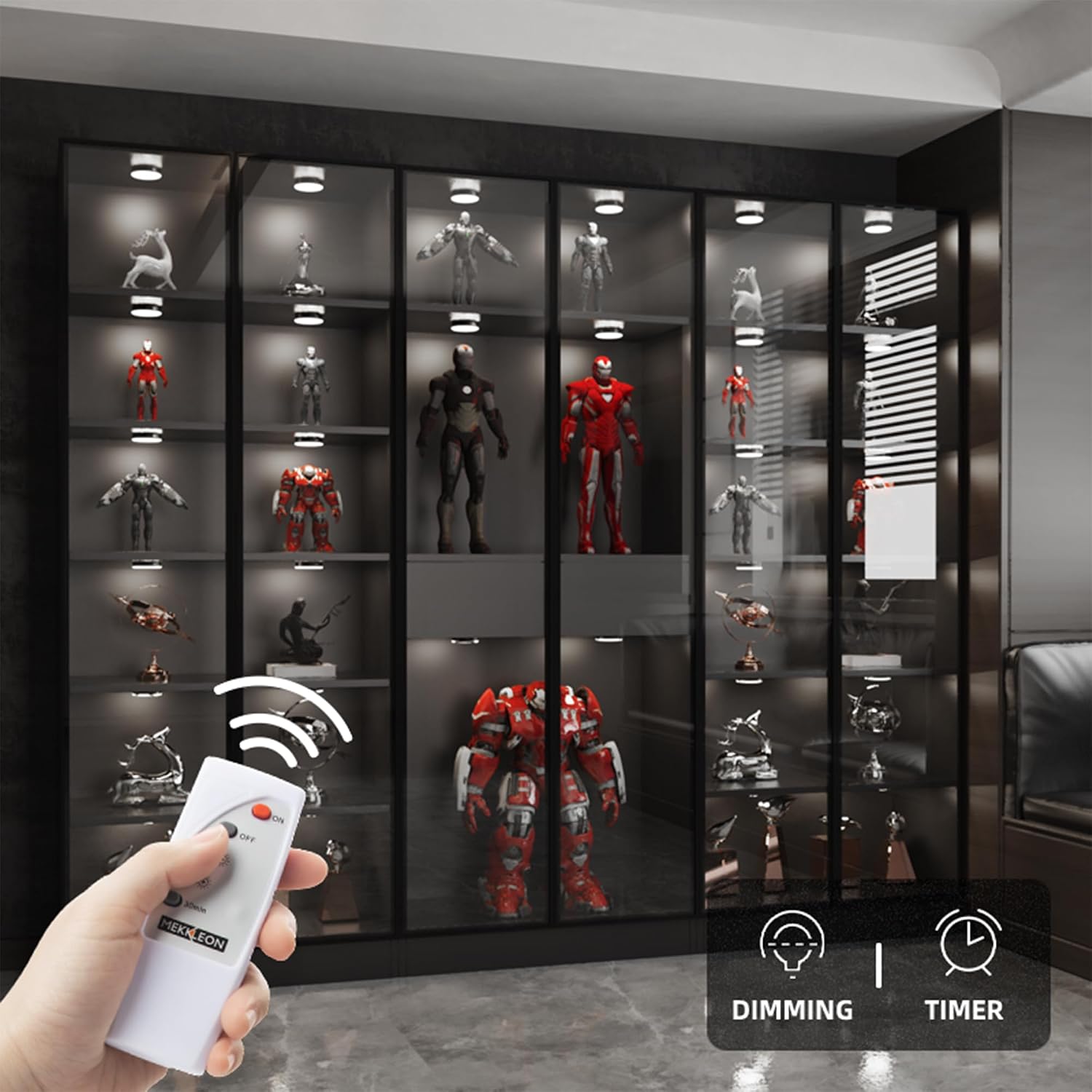 Puck Lights with Remote Control,1000mAh Rechargeable Under Cabinet Lighting,LED Closet Lights,9Pack Night