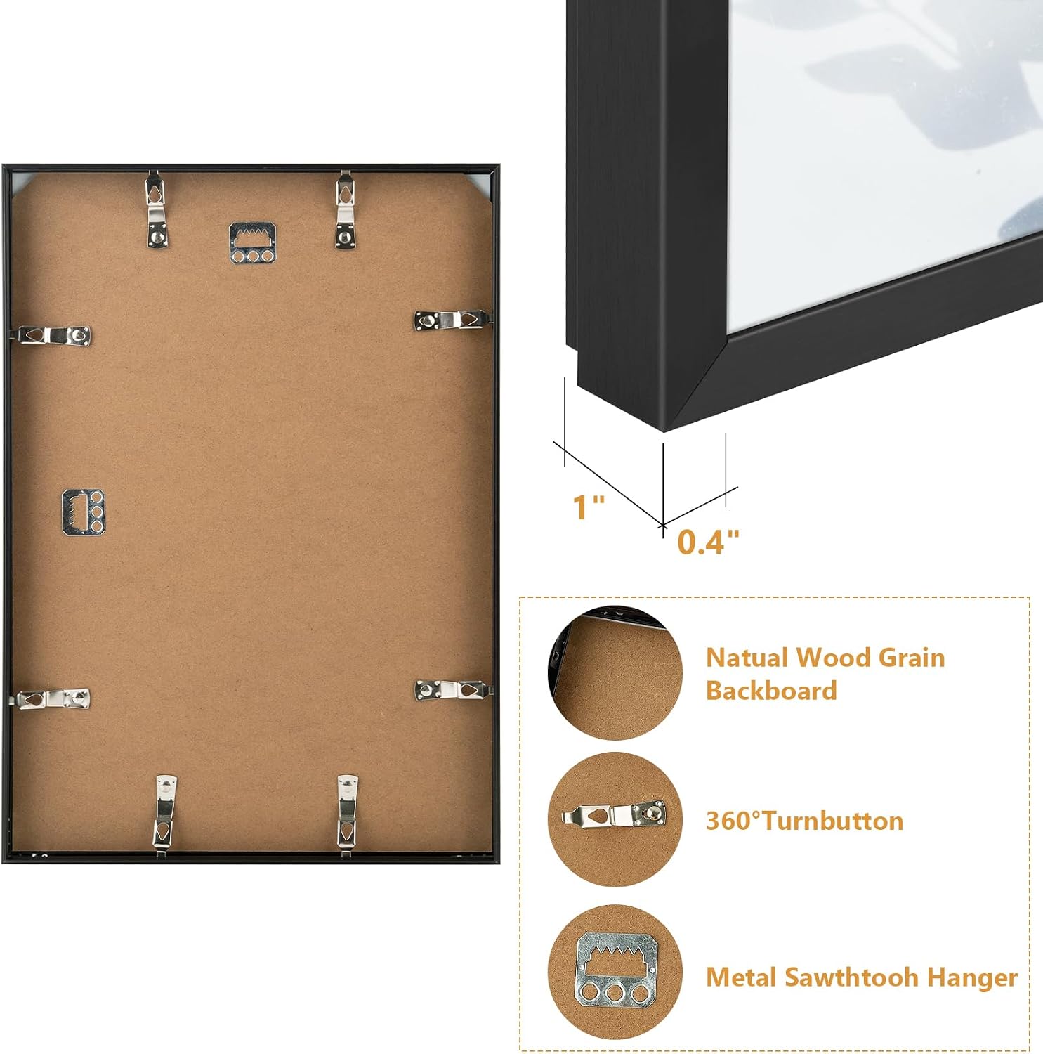 Golden State Art A3 Aluminum Poster Frame Acrylic Front Black | Metal Thin Frames for 11.7x16.5 Photo, Wall Hooks for