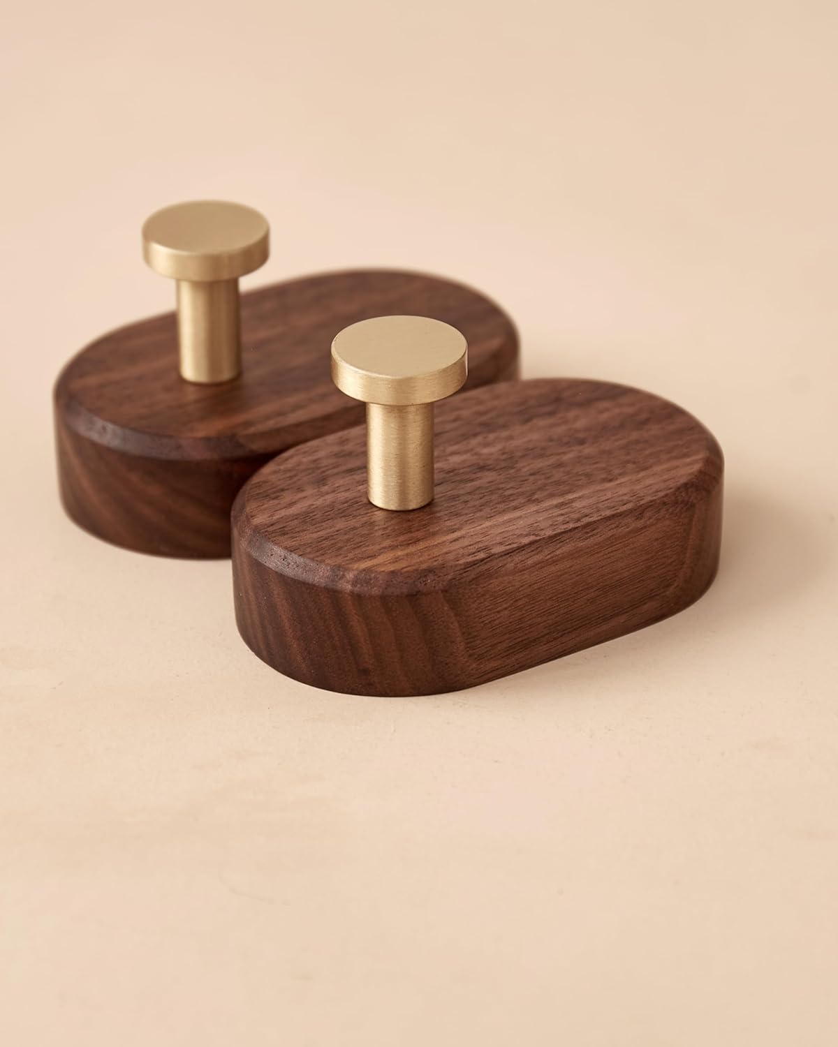 Modern Walnut Coat Hook / Bronze / Set of 2