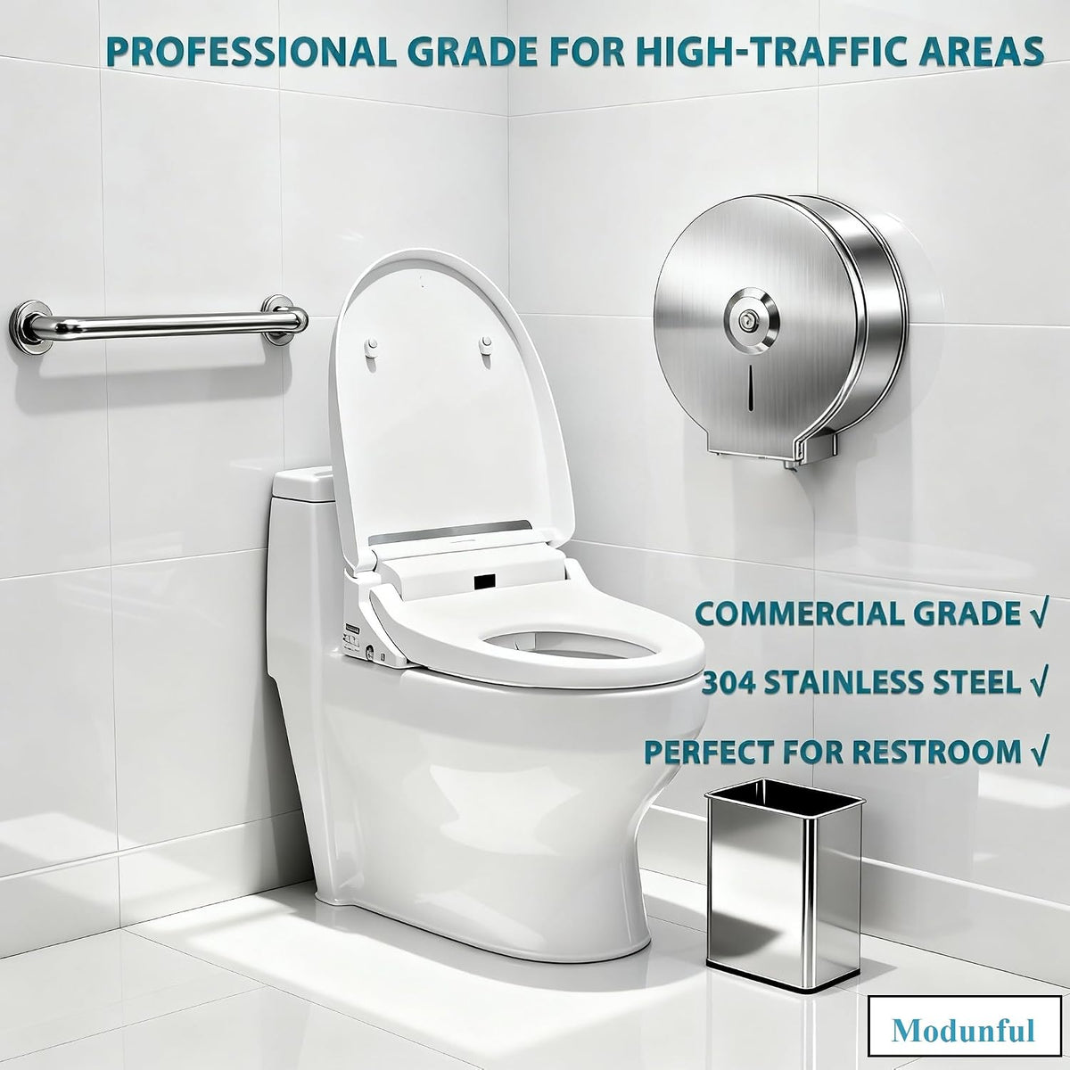 Commercial Jumbo Toilet Paper Dispenser: Wall Mount Stainless Steel 9 Inch | Lockable Roll Toilet Paper Holder Bath