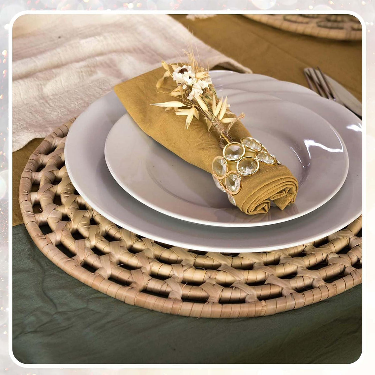 Crystal Metal Napkin Rings Set, Elegant Wedding/Party Table Decor, Shiny Holiday Dinner Accessories Bulk, Bridal Shower