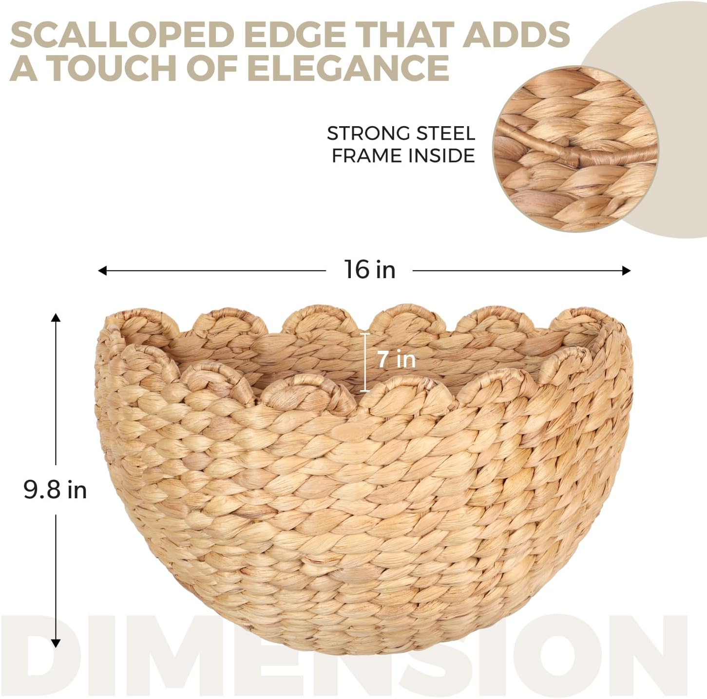 Handwoven Water Hyacinth Scalloped Hanging Basket / Model 1