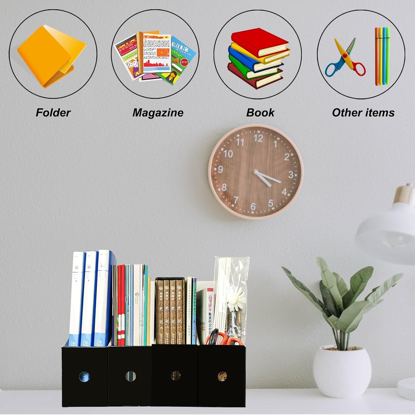Limitliho 24 Pack Black Cardboard Magazine File Holder for Desk or Shelves | 10.6''H×10.2'L×3.5''W Cardboard Magazine