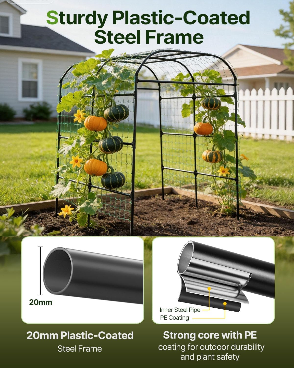 Suteck 7.5FT Tall Garden Arch Trellis | Metal Garden Arch for Climbing Plants, Outdoor Trellis for Vines, Vegetables &