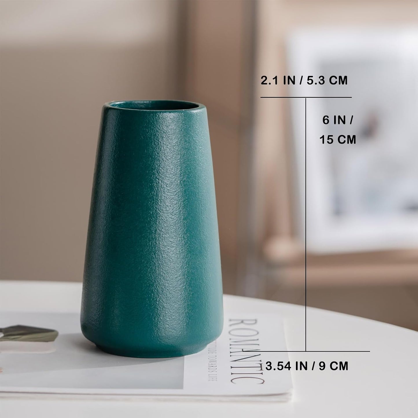 6" Ceramic Flower Vase / Green / Small