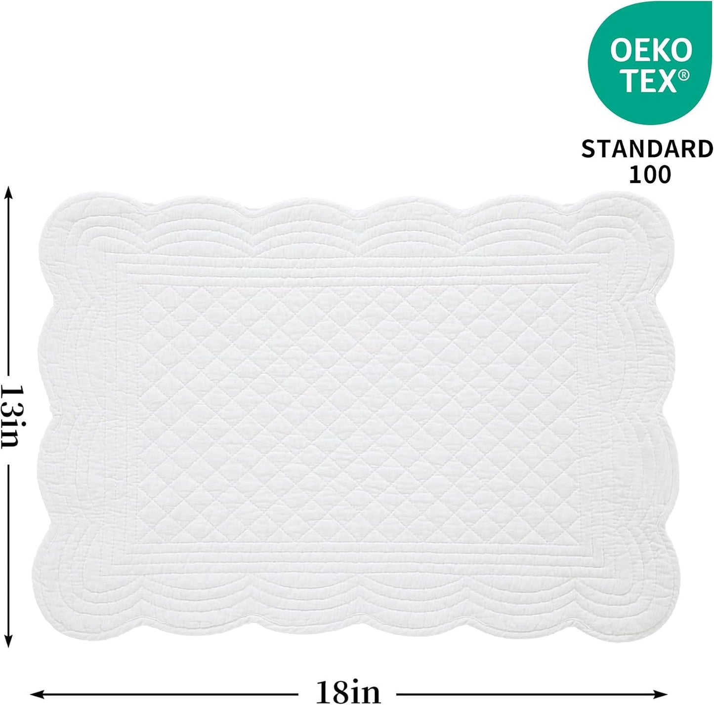 100% Cotton Quilted Placemats Set of 6,Washable Cloth Table Placemats for Kitchen & Dining Table