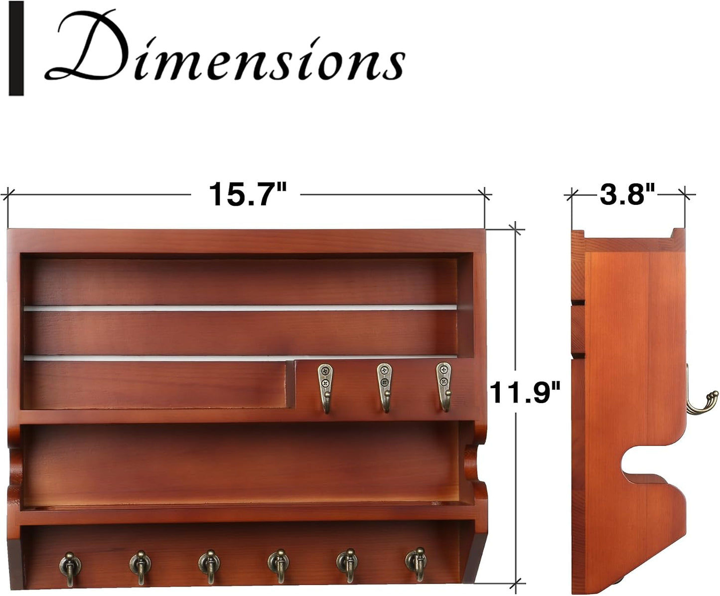Handcrafted Solid Pine Wood Key Holder / Auburn