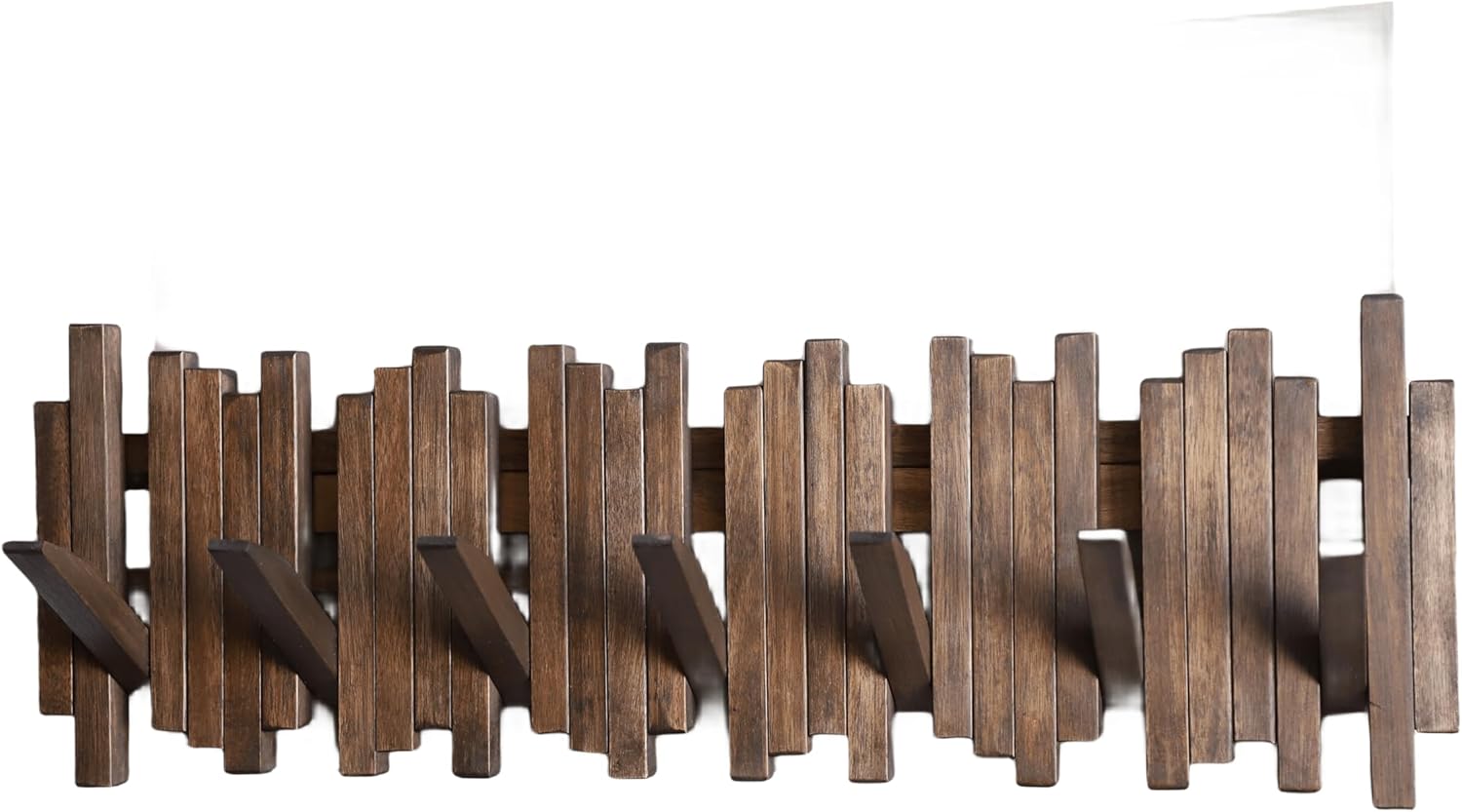 Wood Wall Mounted Piano Coat Rack / 7 Hooks / Natural