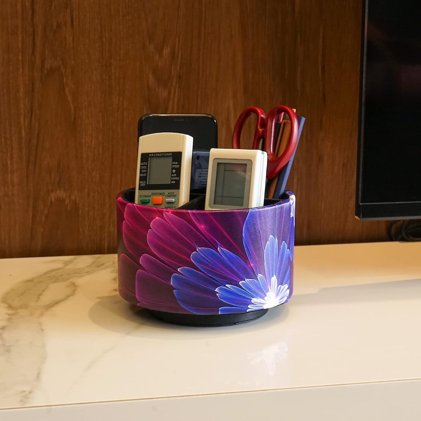 Remote Control Holder / 1-blue Fractal Flower / 360 Degree Rotation