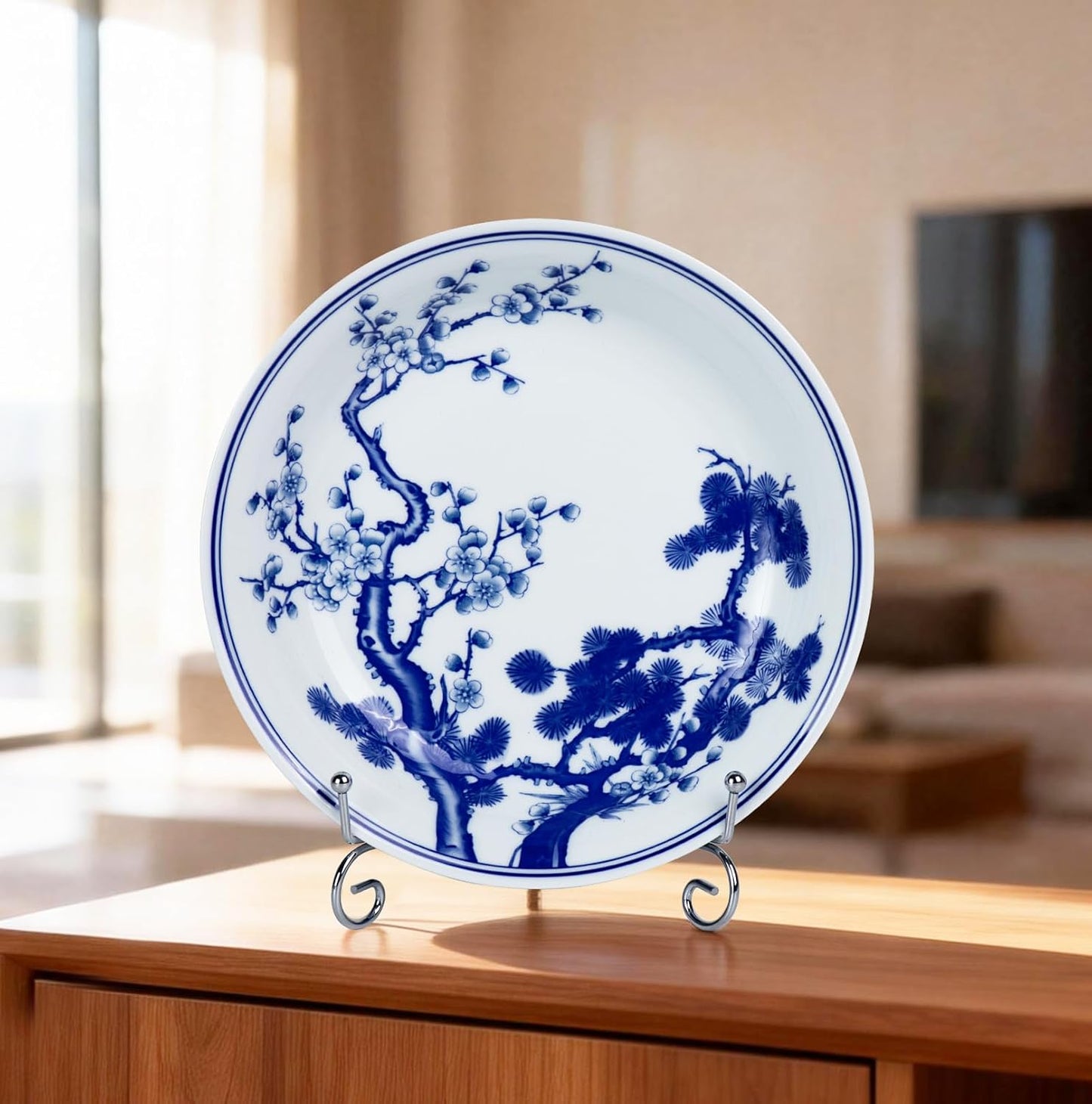 Stand / Blue Ceramic Plate Decor / 954N / White