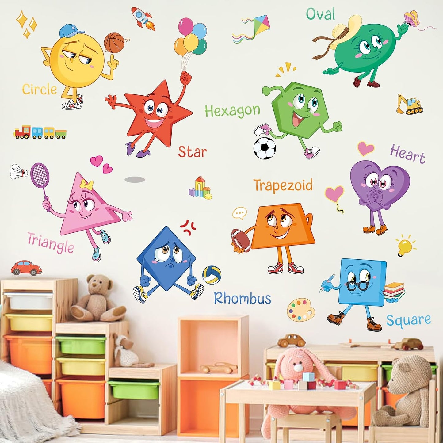 Colorful Shapes Wall Decal Peel and Stick / Diy Colorful Shapes