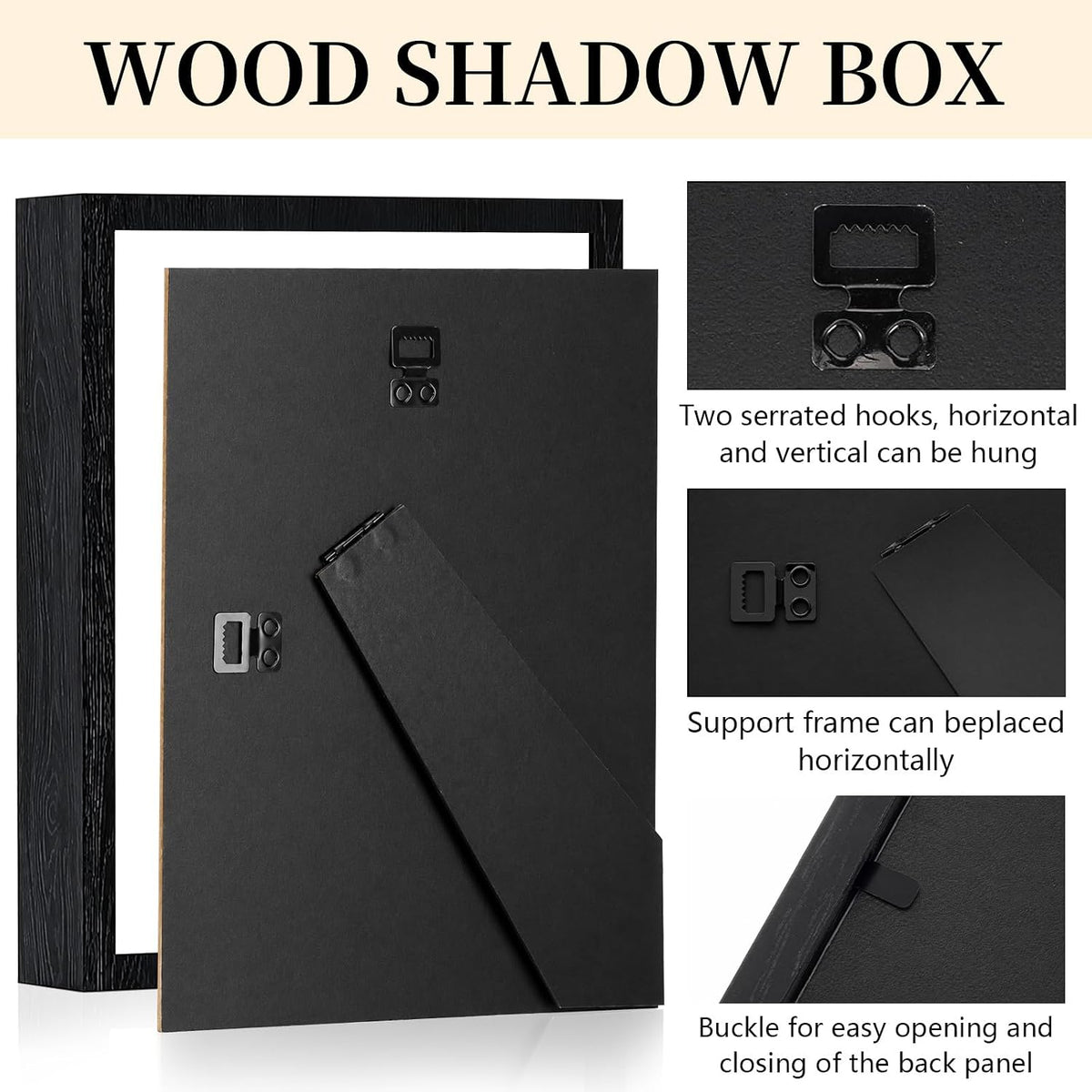 Shadow Box Frame 8"x 10" - 4 Pack Wood Deep Shadowbox with Glass | Shadow Boxes Display Cases Suitable for Photos