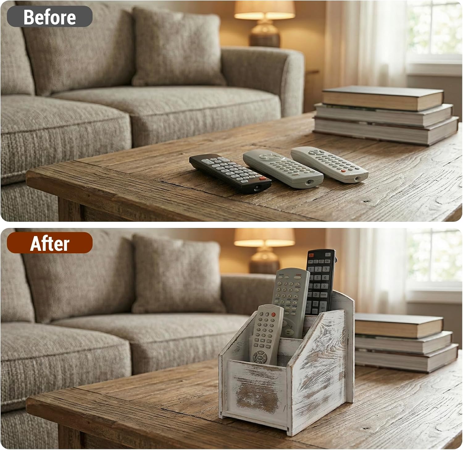 TV Remote Control Holder / Whitewashed