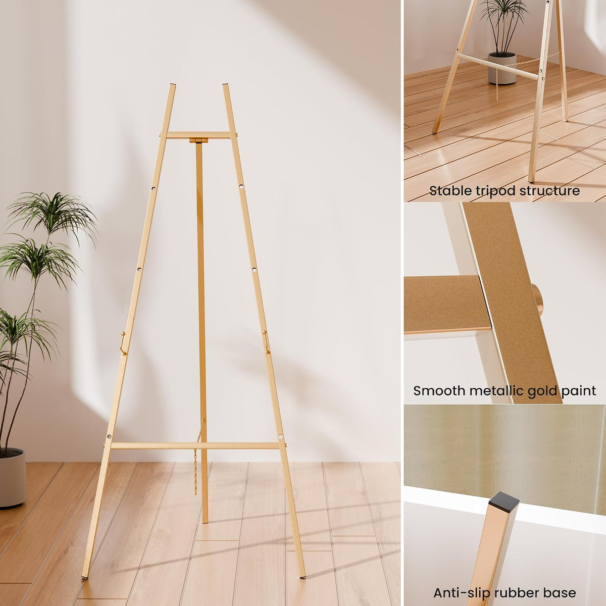 Gold Easel Stand for Sign, Wedding Sign | 4-Tier Adjustable Art Easel for Painting, Heavy Duty Easel 1pack
