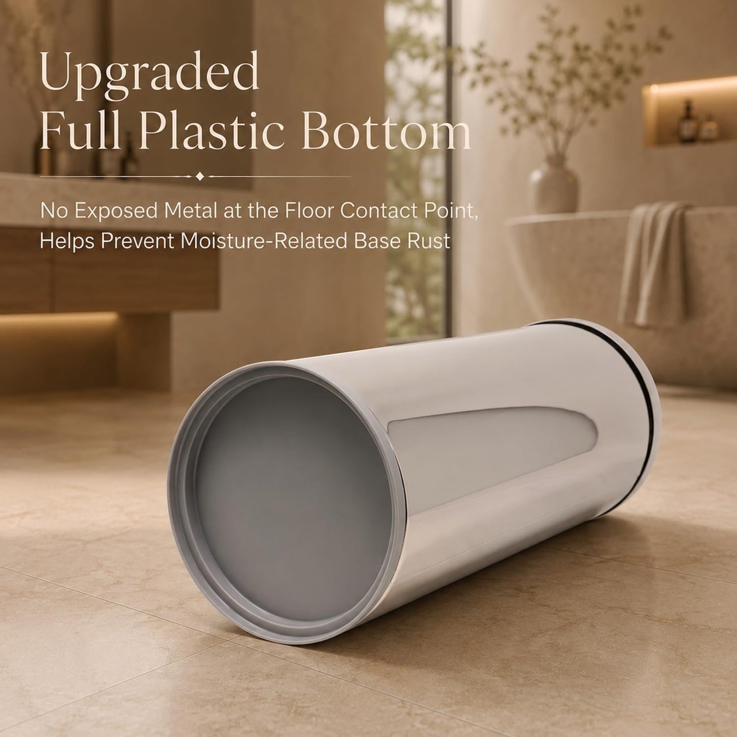 [2023 Upgraded Version] HUJI Rust Resistant Stainless Steel Toilet Paper Roll Canister Holder w/Removable Base for