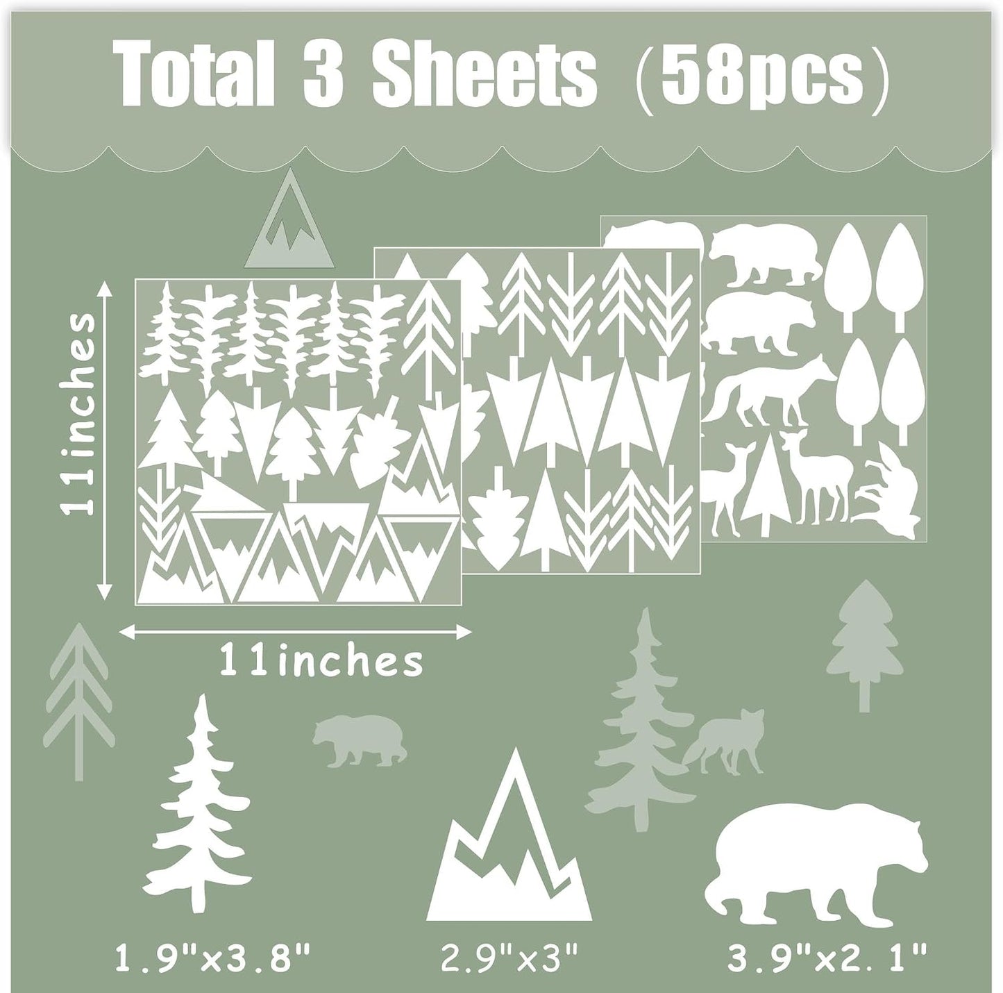Animal Wall Decals Vinyl Pine Tree Wall Stickers Forest Animal Wall Stickers Mountain / Woodland