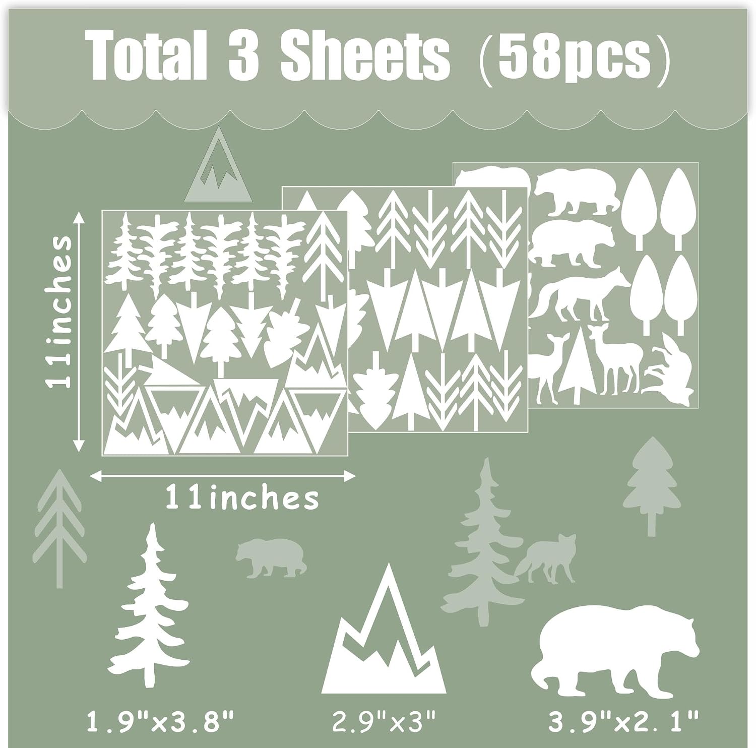 Animal Wall Decals Vinyl Pine Tree Wall Stickers Forest Animal Wall Stickers Mountain / Woodland