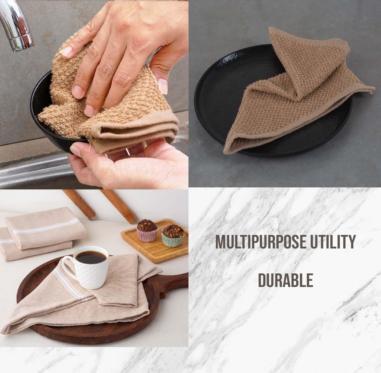 LANE LINEN 16 Piece Kitchen Dish Cloths Set - 100% Cotton Dish Towels, Heat Resistant Kitchen Mittens and Pot Holder
