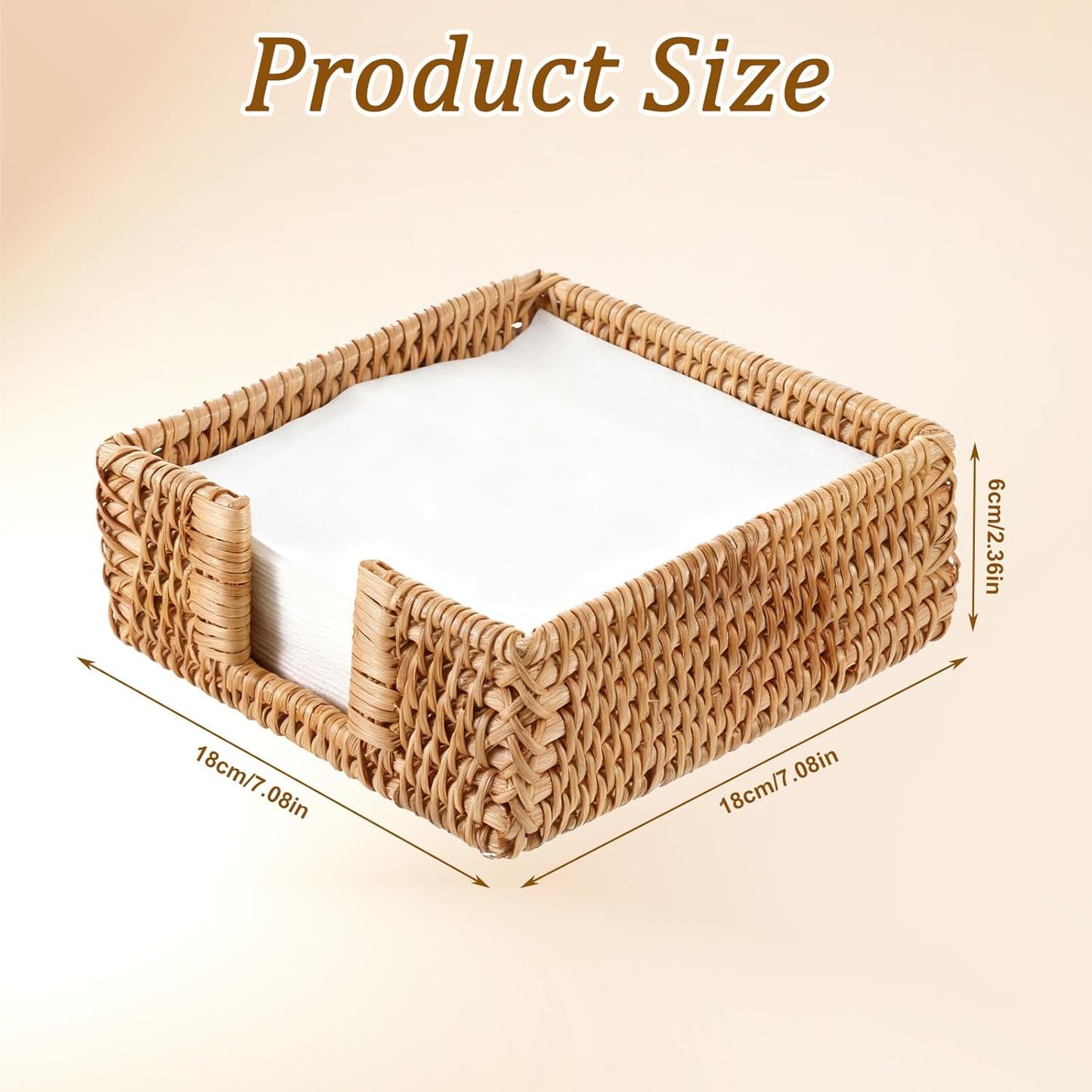 Rattan Napkin Holder Square / 7 x 7 x 2.4