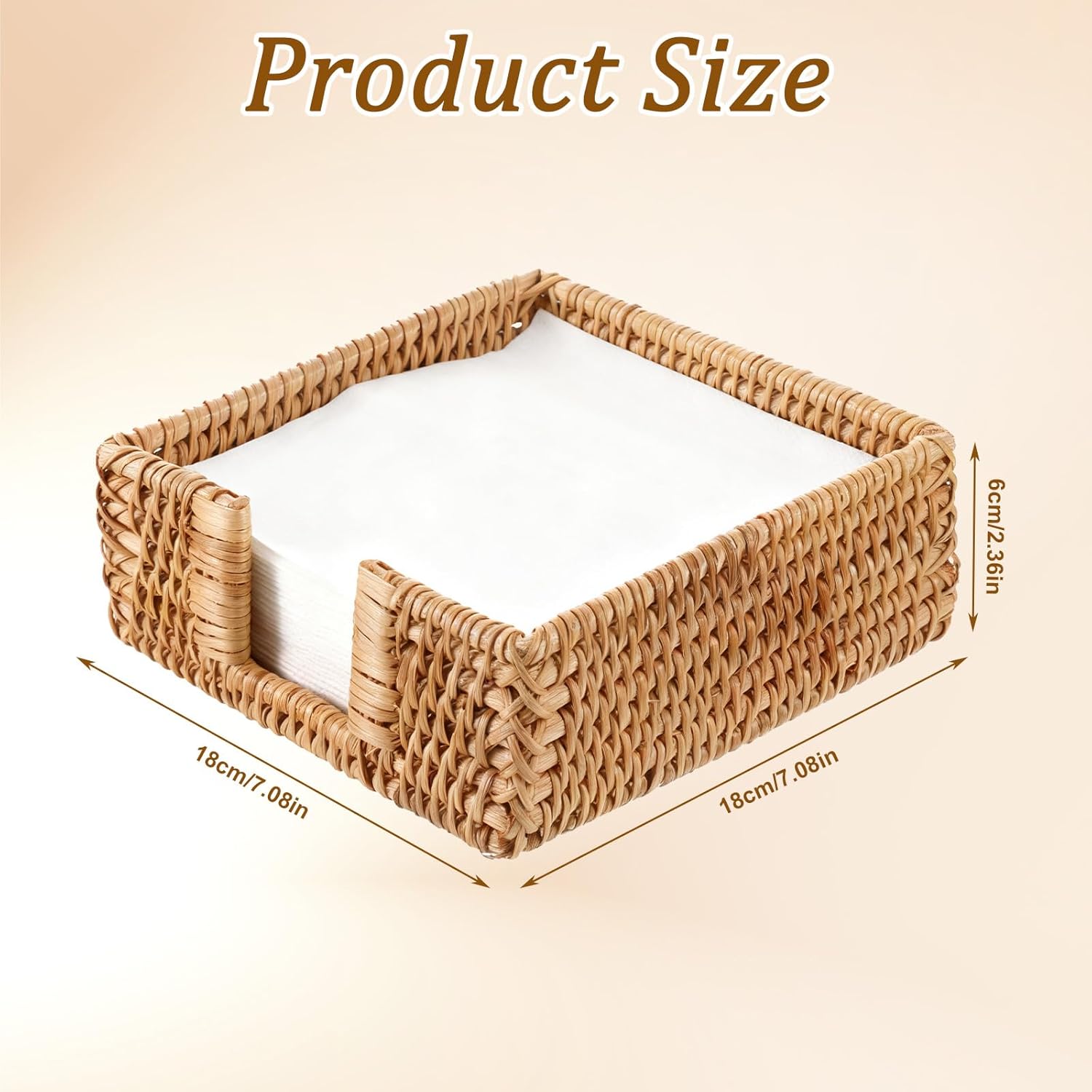 Rattan Napkin Holder Square / 7 x 7 x 2.4