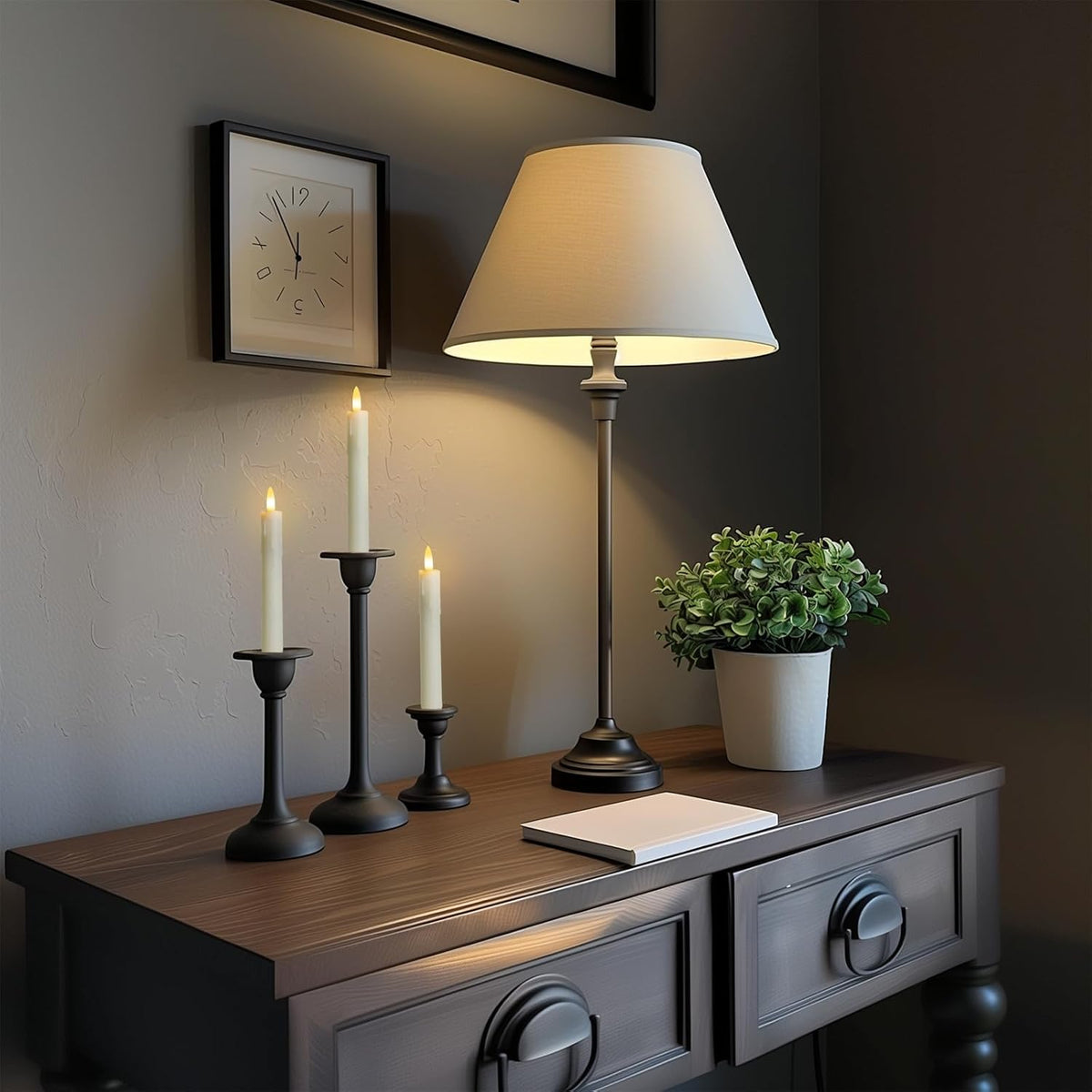 Homemory 7 Inches Flameless Taper Candles with Remote Timer, Short Led Candlesticks with 3D Flickering Light, Battery