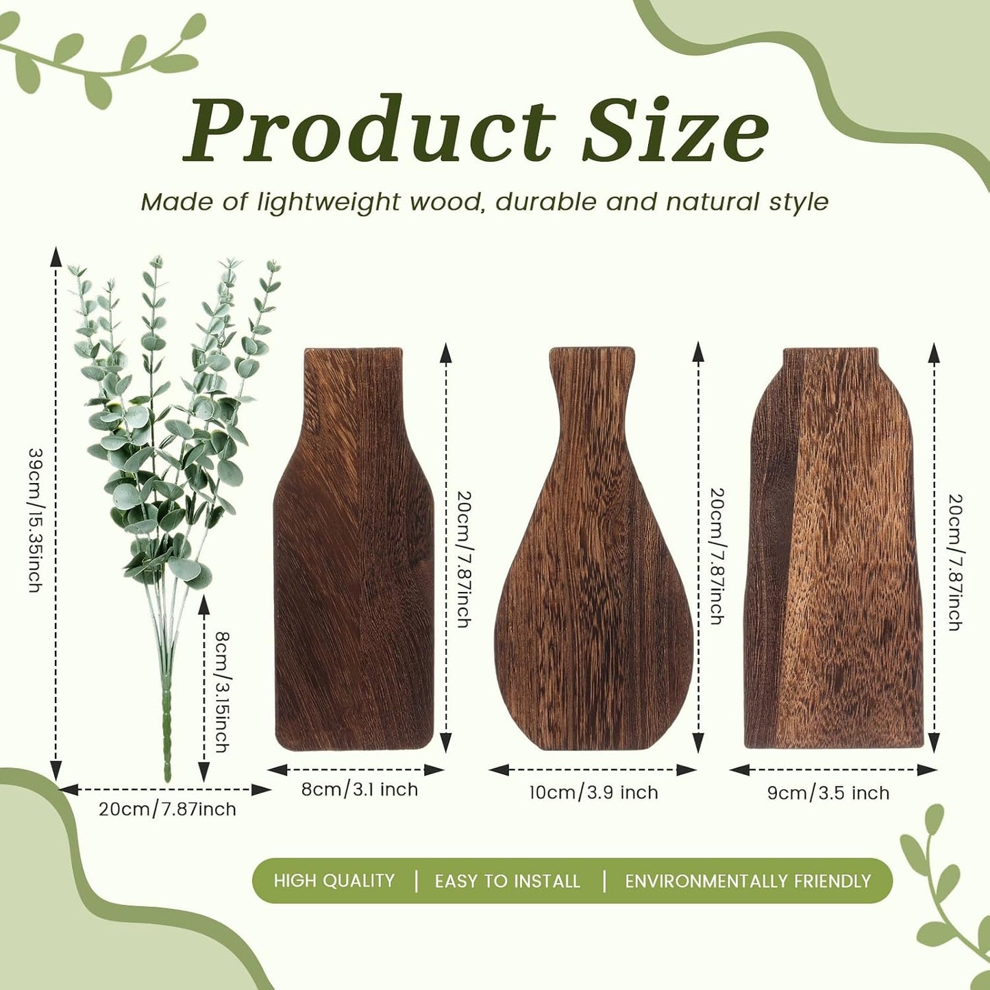 Wooden Wall Planter Vase / Set of 3