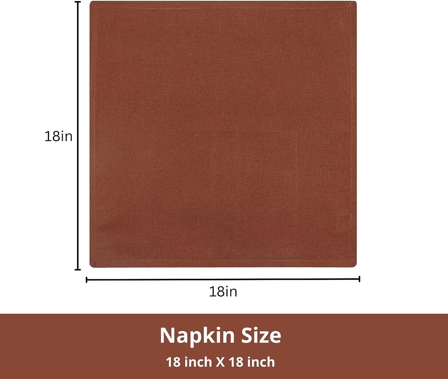Rust Set of 12 Cloth Dinner Napkins 100% Cotton 18x18 Inch - Soft Durable Washable - Ideal for Farmhouse Party Spring
