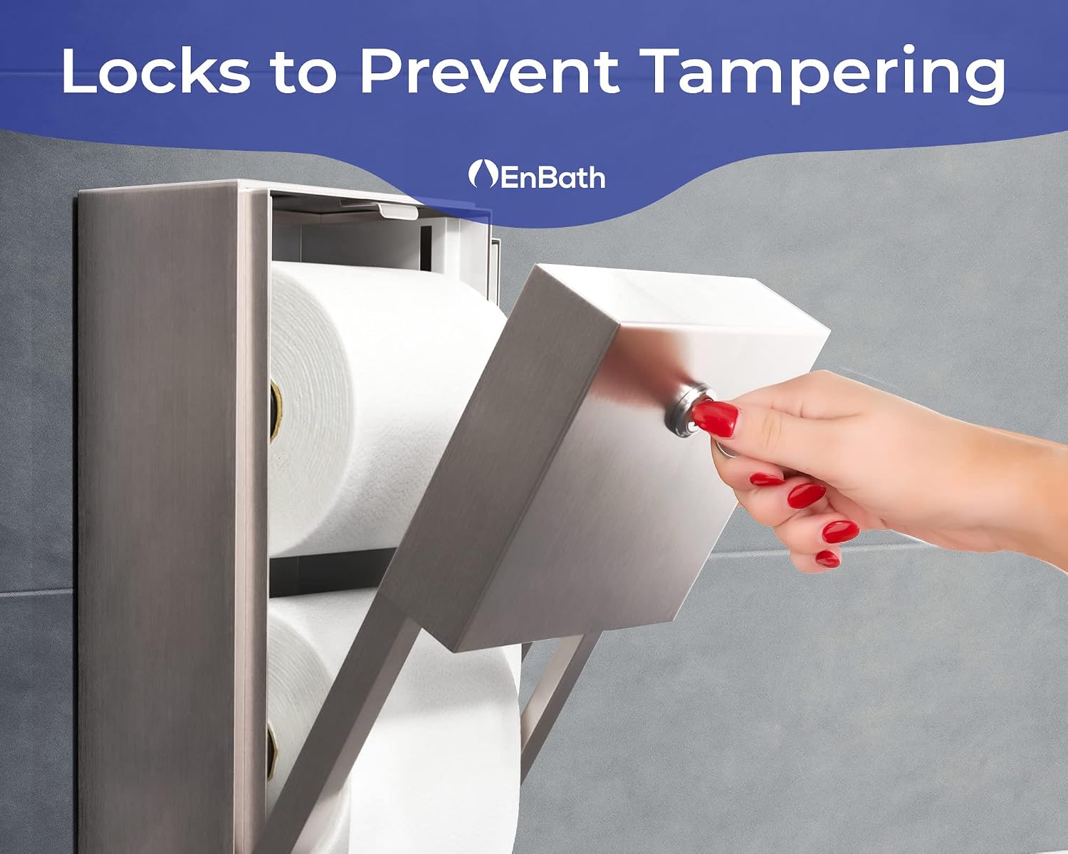 Commercial Toilet Paper Dispenser (2-Pack), 2 Roll Stainless Steel Toilet Paper Holder. Wall Mount, Locking Tissue