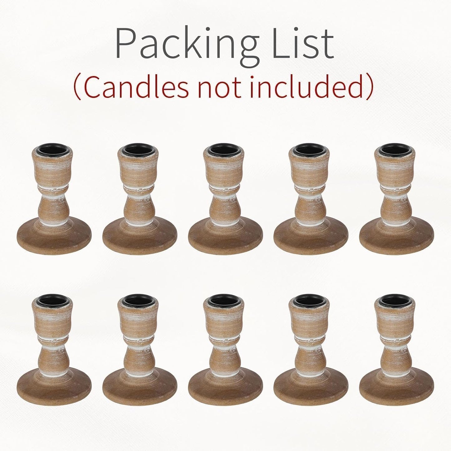Wooden Candlestick Holders Rustic: Farmhouse Taper Candle Holder | for 0.87" Taper, Solid Wood, Distressed Finish, Set