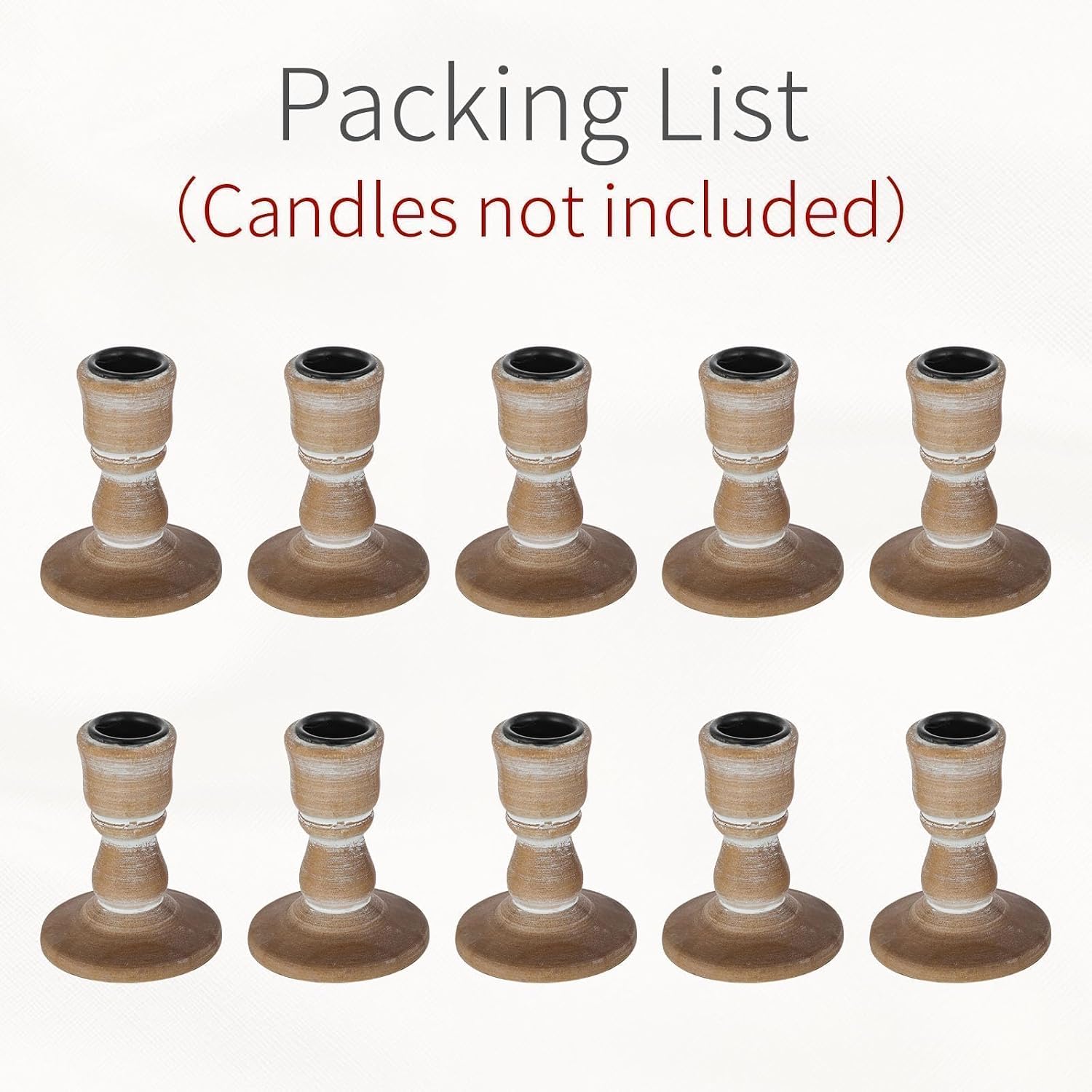 Wooden Candlestick Holders Rustic: Farmhouse Taper Candle Holder | for 0.87" Taper, Solid Wood, Distressed Finish, Set