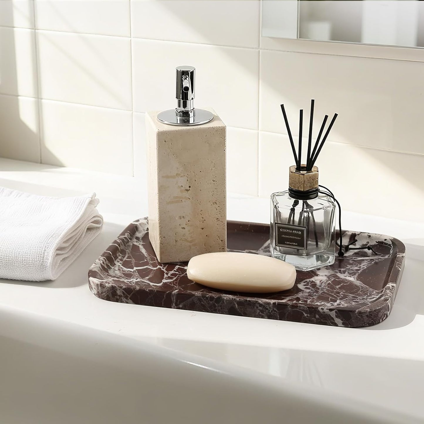 Marble Vanity Tray / Rose Red / 11.8 Inch