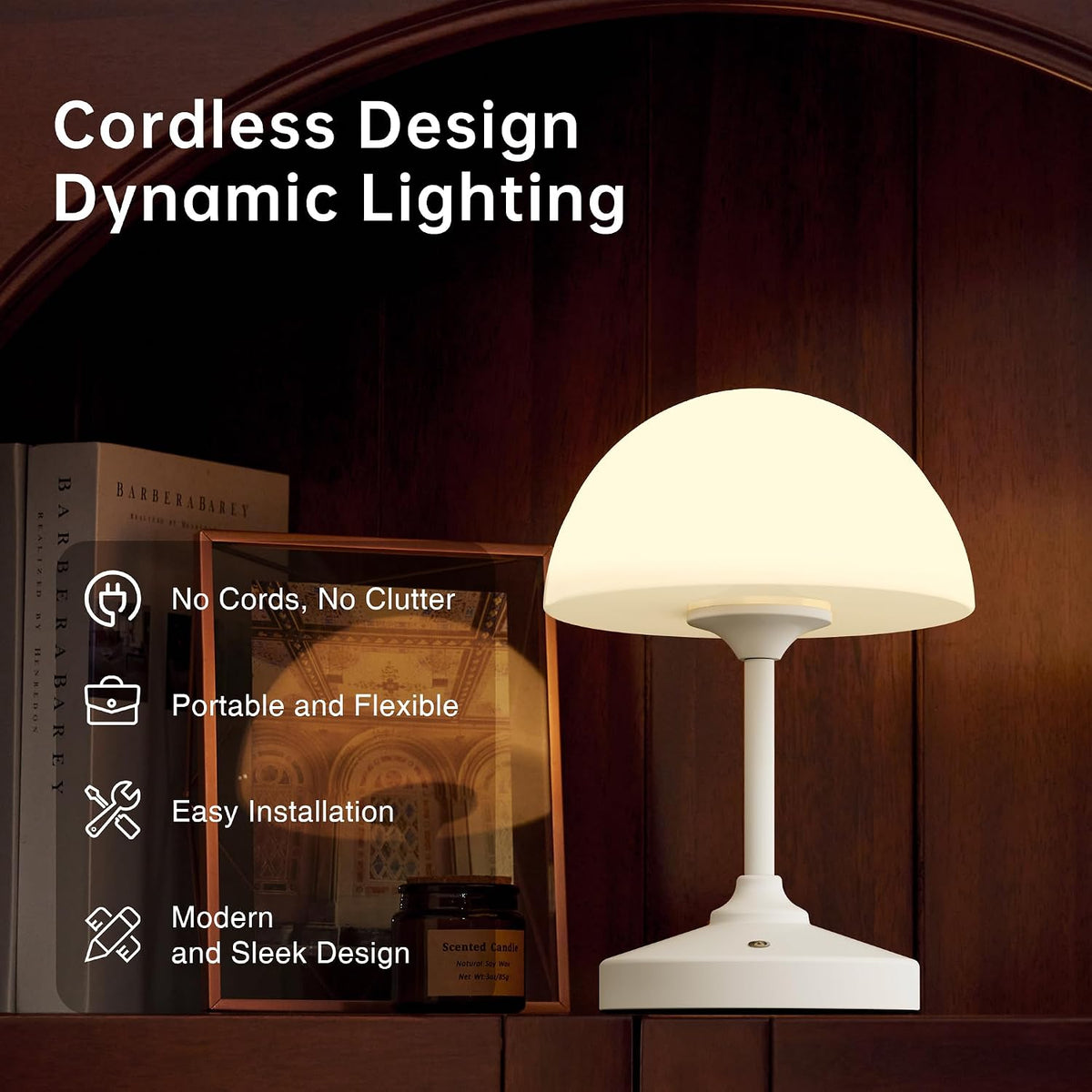 Mushroom Lamp Cordless Lamp Table Lamp,Outdoor Waterproof Shower Lamps,5000mAh Rechargeble Battery Operated Dimmable
