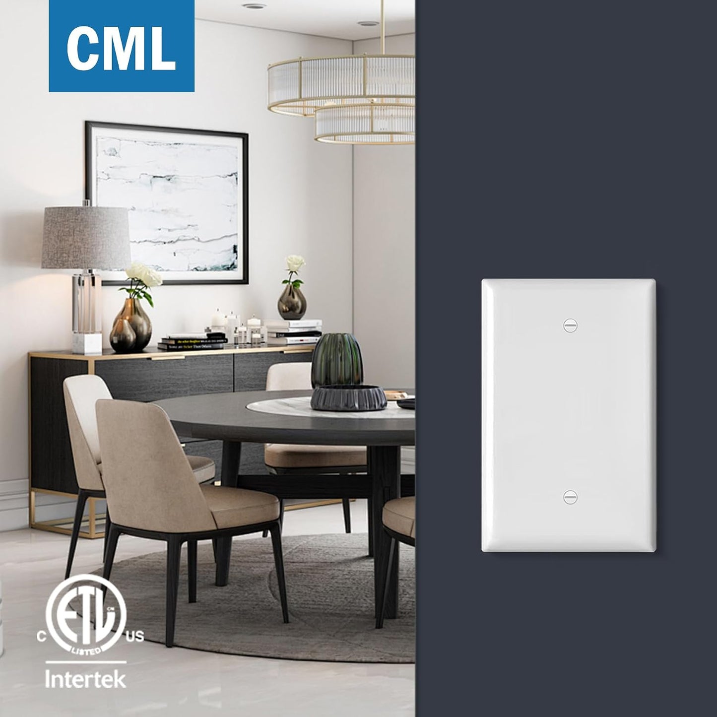 CML Oversized Blank Wall Plate, 20 Pack Jumbo Blank Outlet Covers, 1-Gang No Device Switch Plates, Over-Size 3.5” x