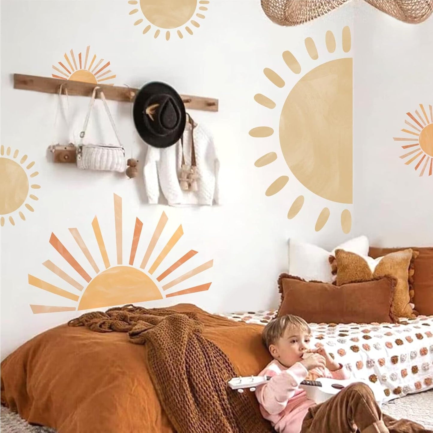 Wall Decals Large Boho Wall Decals Modern Walls Decal Vinyl Sticker Removable Peel / Half Sun