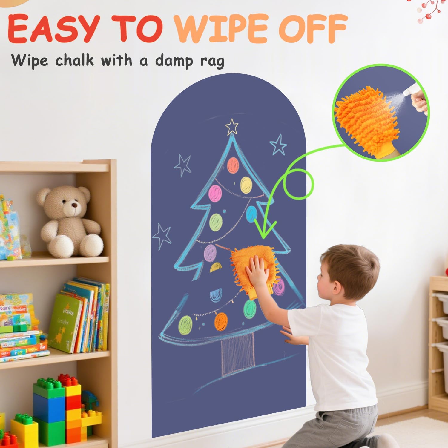 Arch Magnetic Wall Decal Magnetic Chalk Board Sticker / 18"W x 39"H / Dusty Blue / 39.3 x 17.5