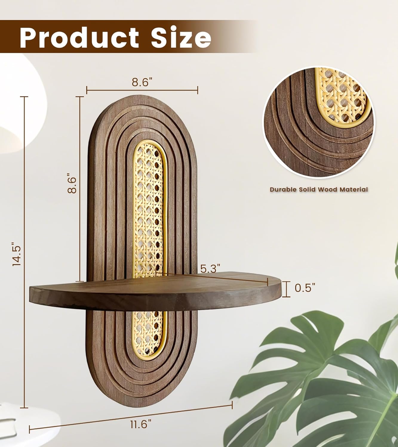 Wood Shelves / Wooden Arched Floating Shelf / Natural
